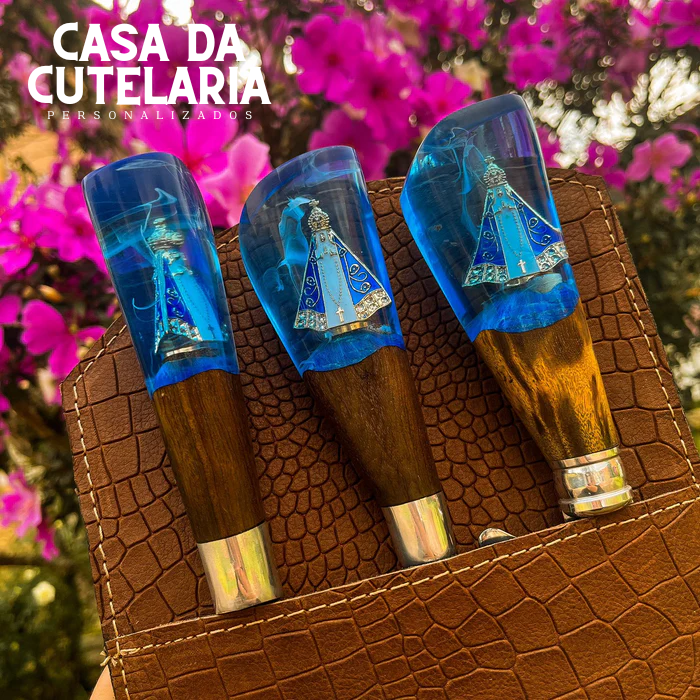 Kit Churrasqueiro Padroeira 3 Peças - Faca, Garfo e Chaira