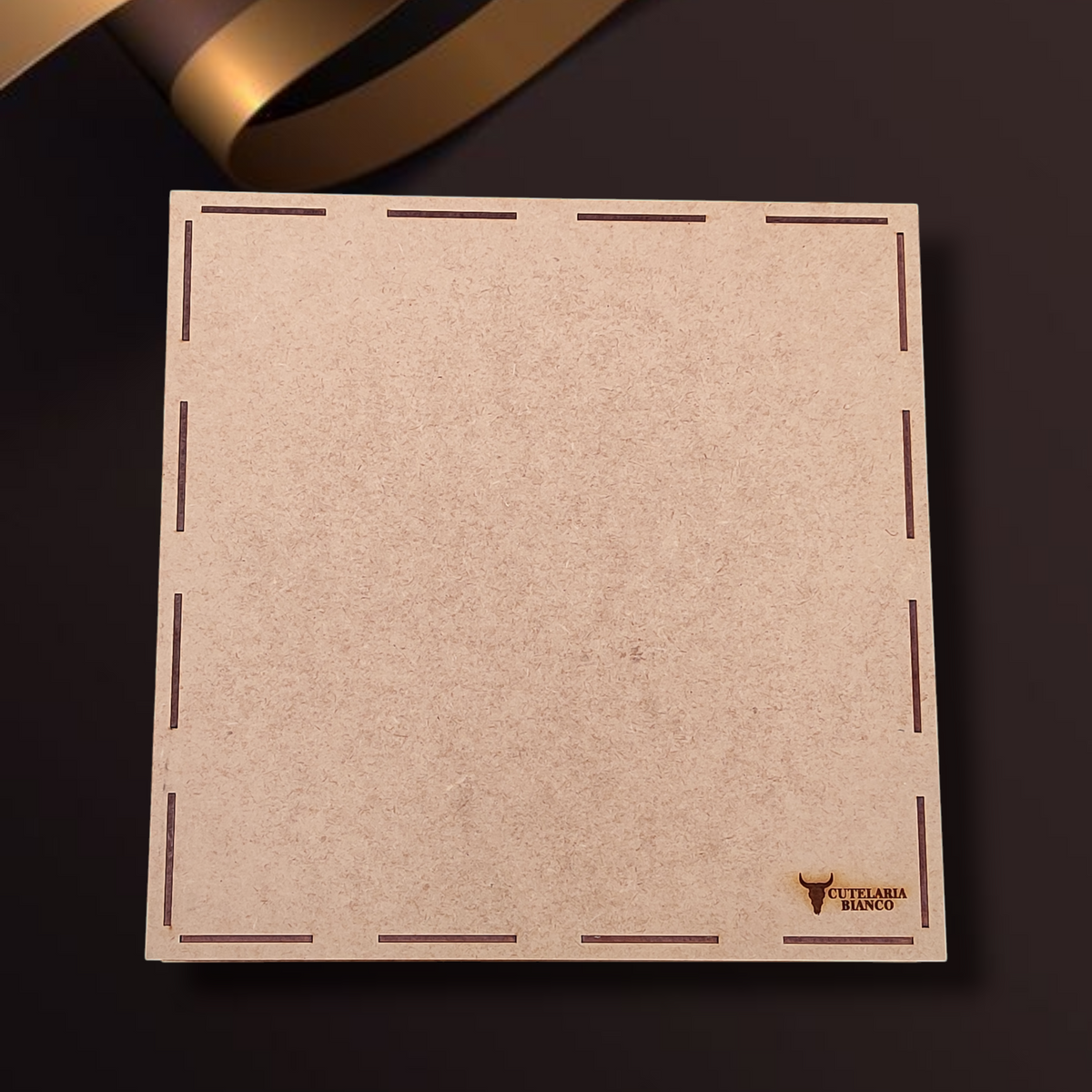 Kit Presente Pescador Bianco – Faca artesanal P/Churrasco + Tabua  churrasco + Caixa P/Presente + Case em Couro